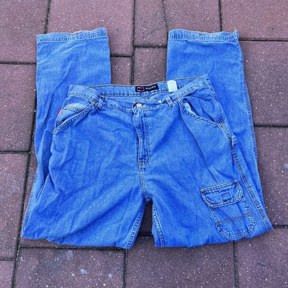 Vtg BUGLE BOY Jeans 38x34 Blue Y2K Wide Leg Carpenter Baggy Pants Tag
